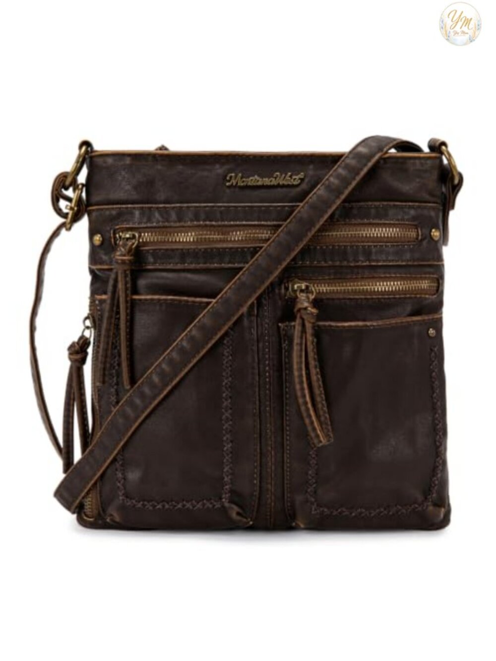 Vegan Leather Crossbody Bag Multi Pocket Shoulder Purse